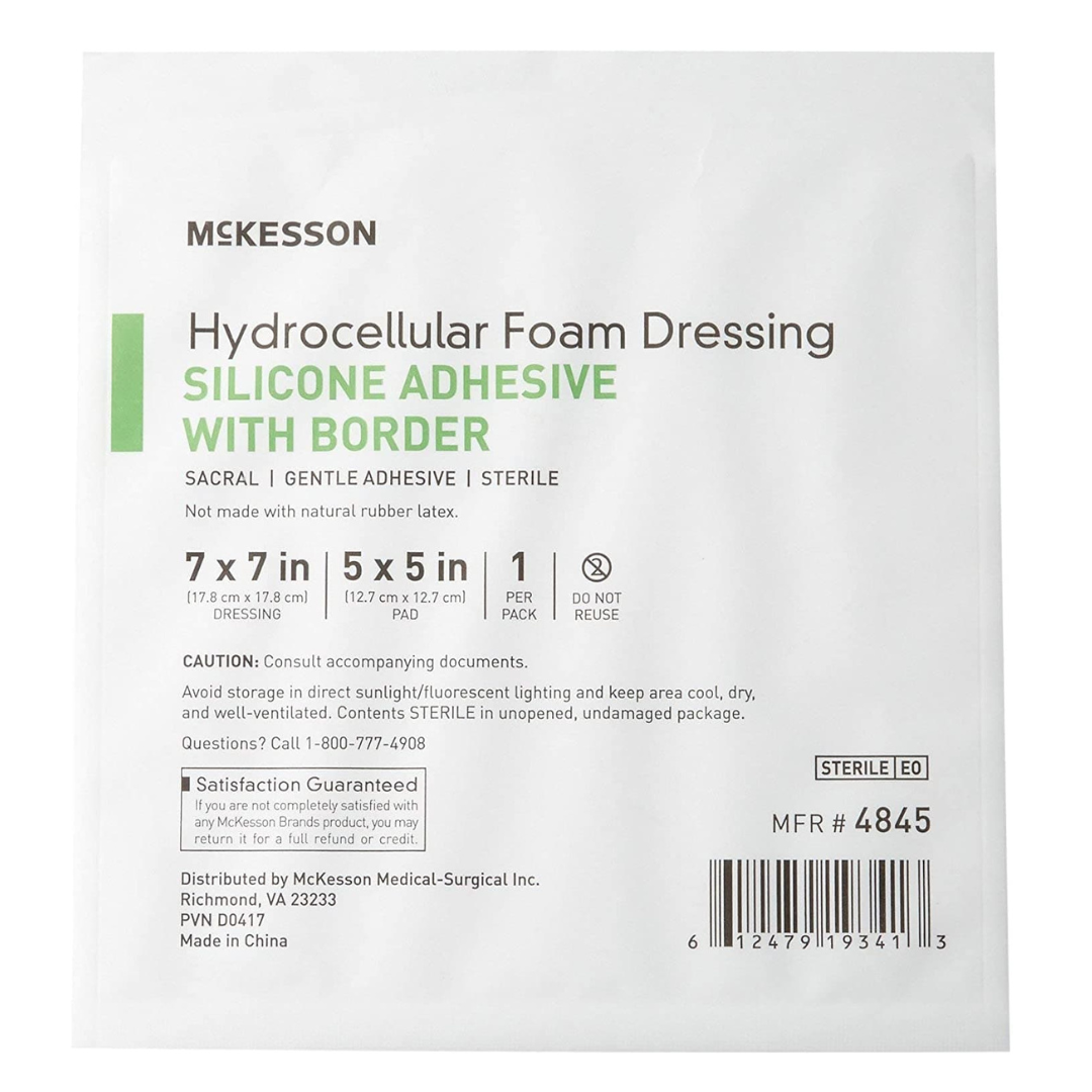 Mckesosn Silicone Foam Dressing 7 x 7" Sacral with Border Film Backing - Senior.com Foam Dressings