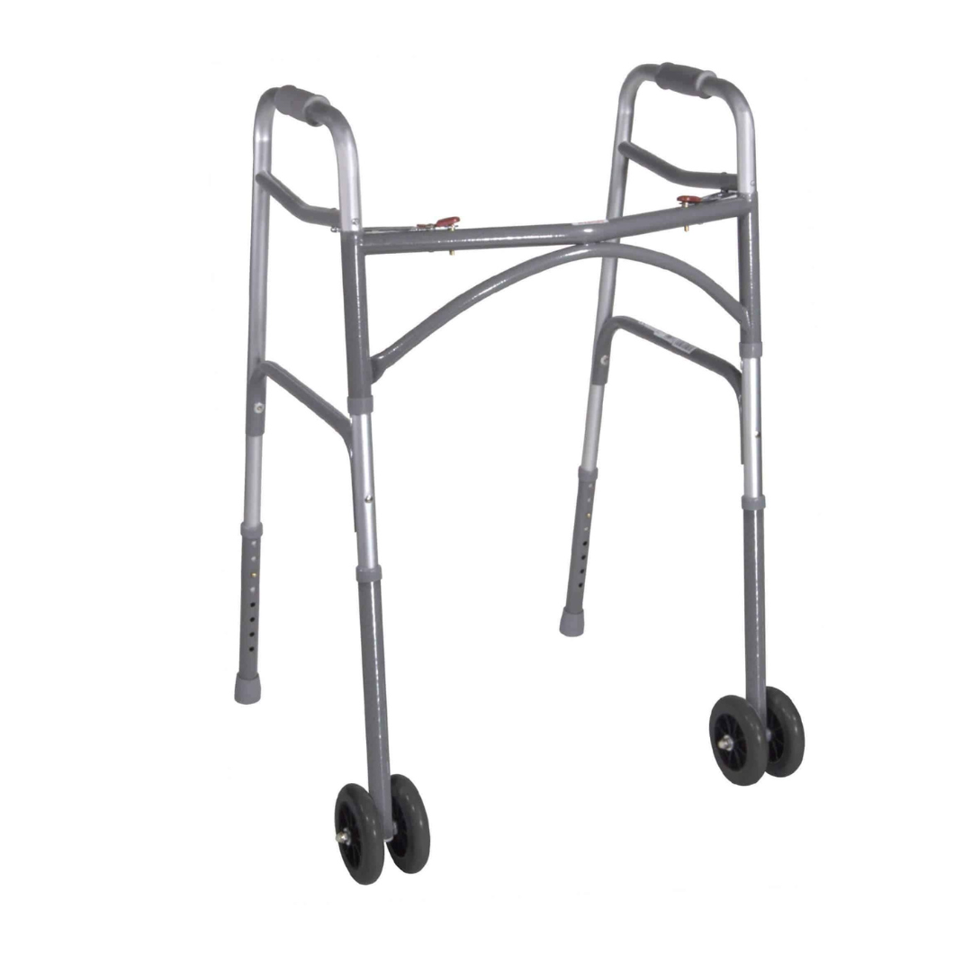 Drive Medical Heavy Duty Bariatric Two Button Walker with Wheels - Senior.com Walkers