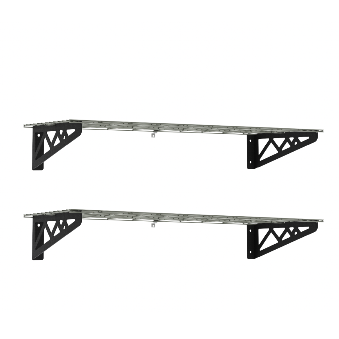 MonsterRax 18″ x 36″ Wall Shelves - Two Pack with Hooks - 500 lb Cap - Senior.com Wall Racks