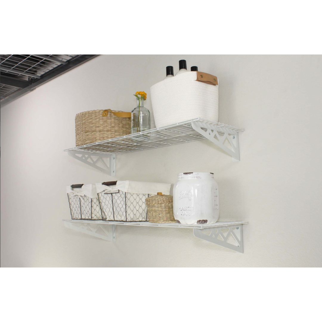 MonsterRax 18″ x 48″ Wall Shelves - Two Pack with Hooks - 500 lb Cap - Senior.com Wall Racks