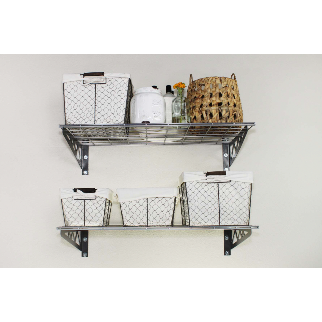 MonsterRax 12″ x 36″ Wall Shelves  - Two Pack with Hooks - 300 lb Cap - Senior.com Wall Racks