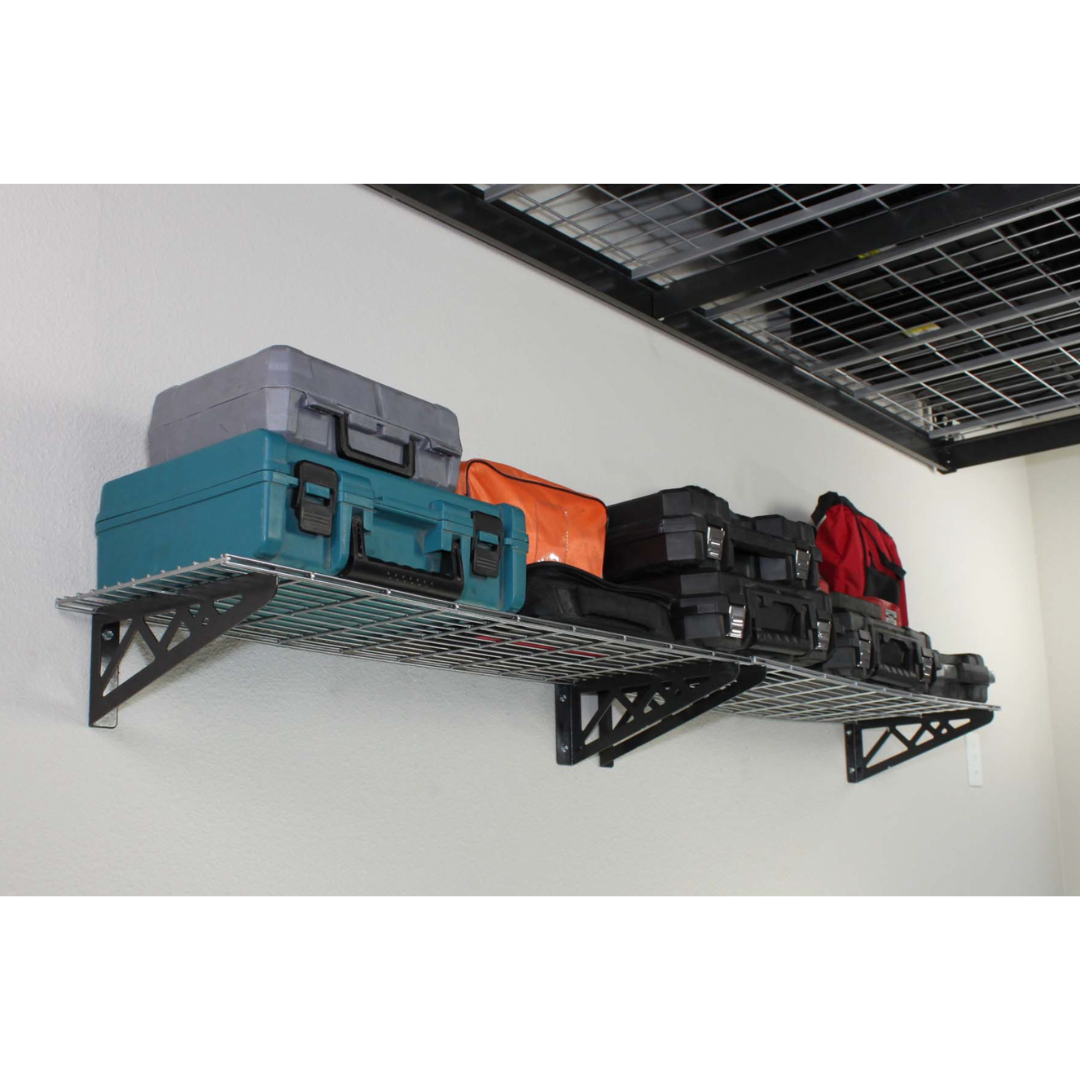 MonsterRax 18″ x 36″ Wall Shelves - Two Pack with Hooks - 500 lb Cap - Senior.com Wall Racks