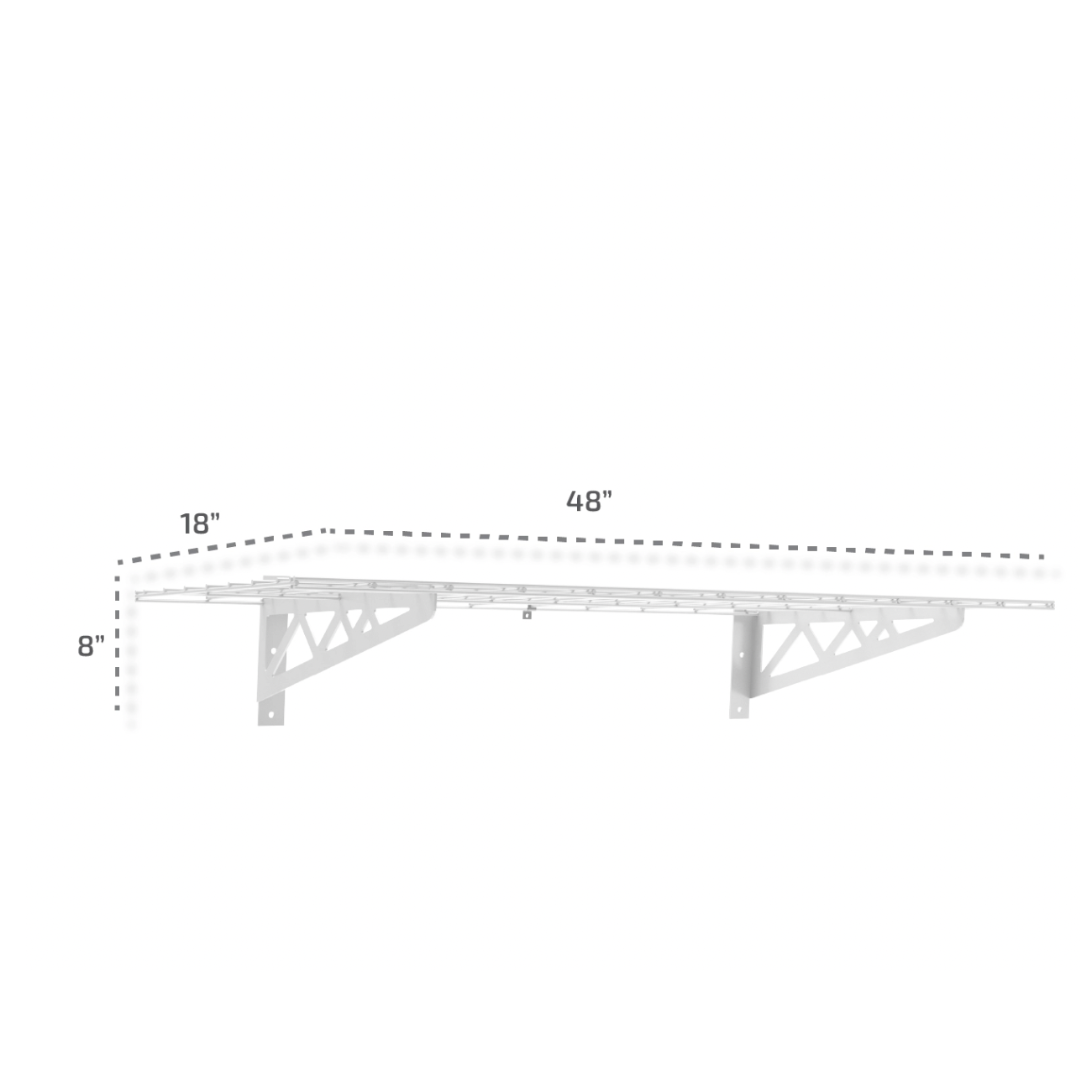 MonsterRax 18″ x 48″ Wall Shelves - Two Pack with Hooks - 500 lb Cap - Senior.com Wall Racks