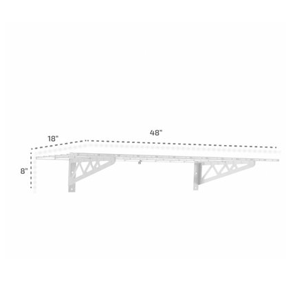 MonsterRax 18″ x 48″ Wall Shelves - Two Pack with Hooks - 500 lb Cap - Senior.com Wall Racks
