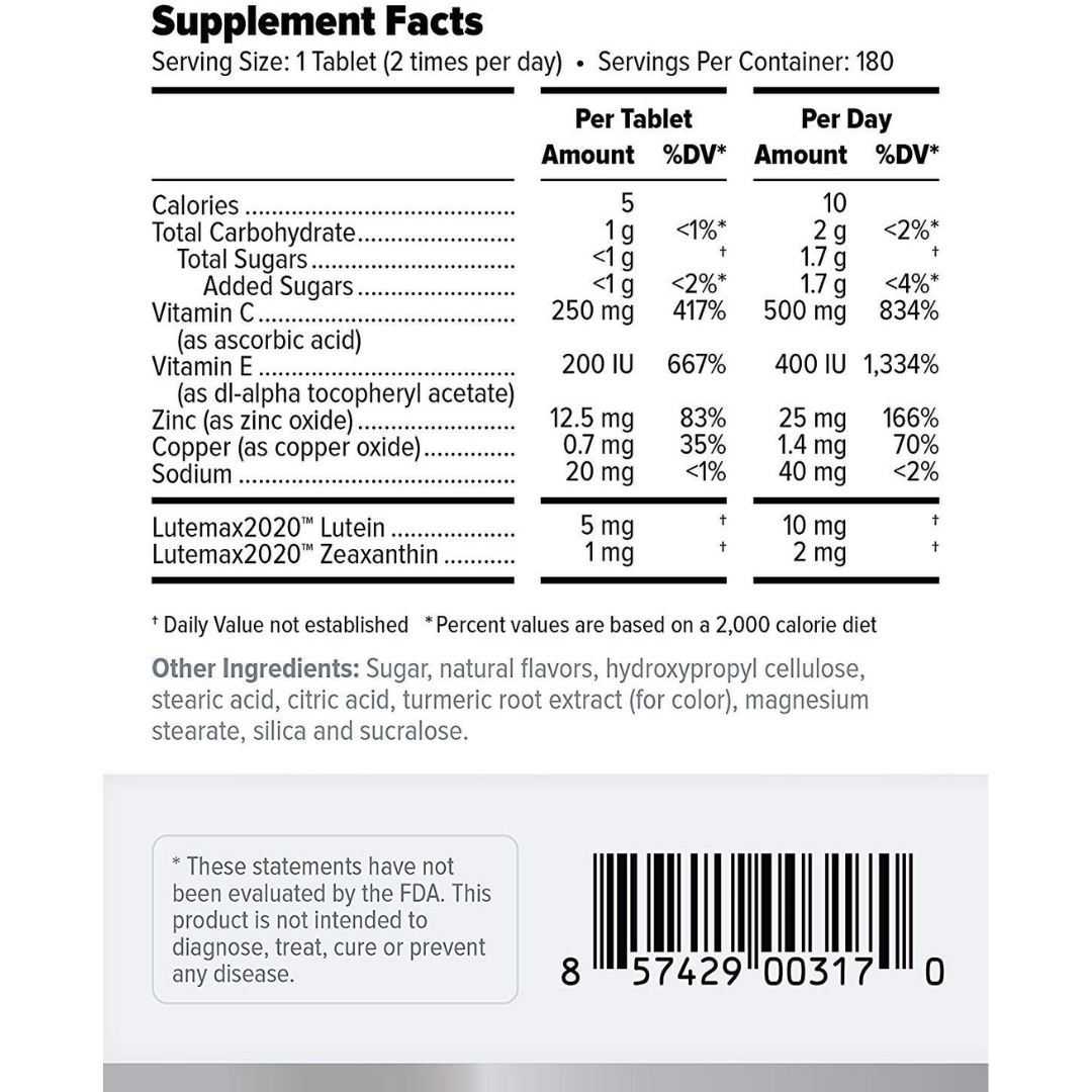Focus Select Eye Vitamin & Mineral Supplement - Citrus Tablet Chewables - Senior.com Vitamins & Supplements