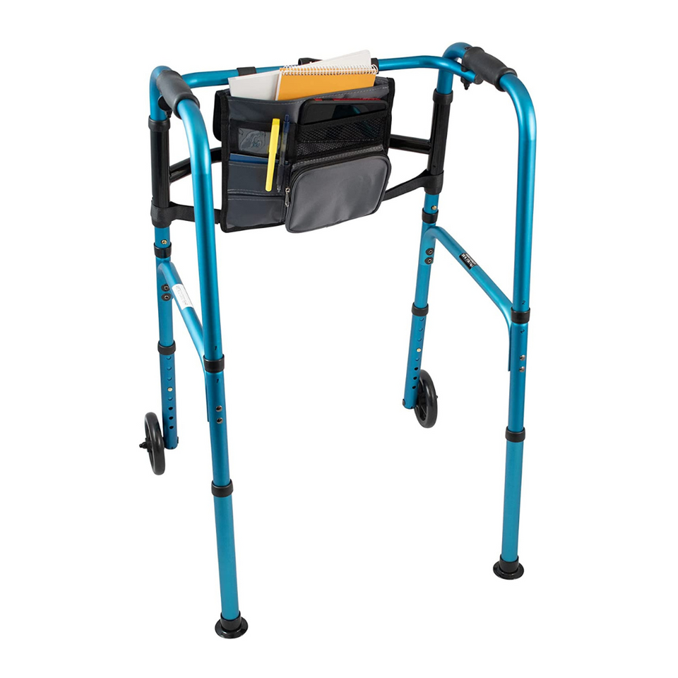 Carex Explorer Folding Walker with 5" Wheels, Glides, and Organizer