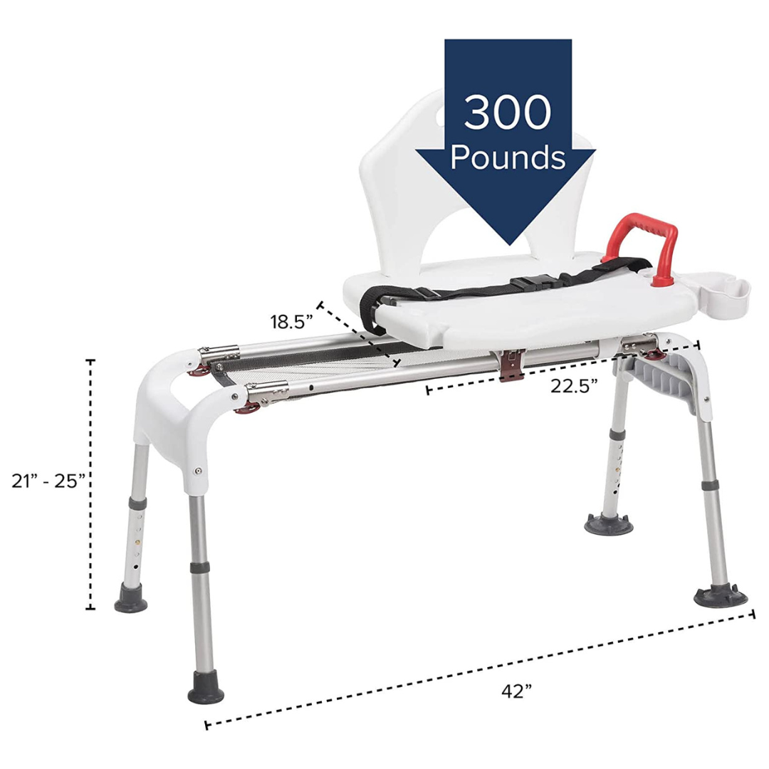 Drive Medical Folding Universal Sliding Transfer Bench XL 22" Seat