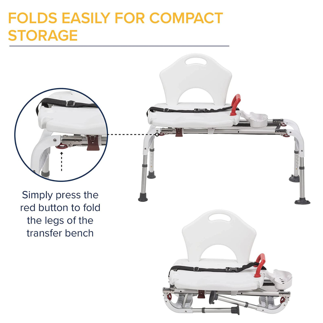 Drive Medical Folding Universal Sliding Transfer Bench - Senior.com Transfer Equipment
