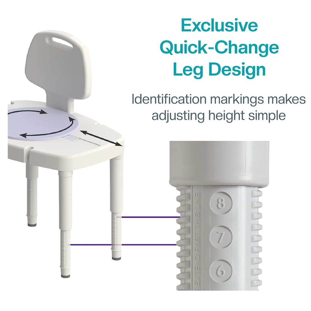 SP Ableware SlidingRotating Shower/Bath Transfer Bench With Back