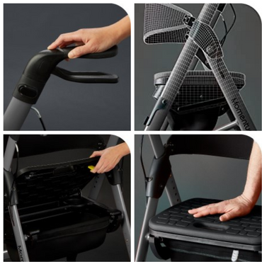 Medline Momentum Rollator Folding Walker with Seat Cushion & 6 Inch Wheels - Senior.com Rollators