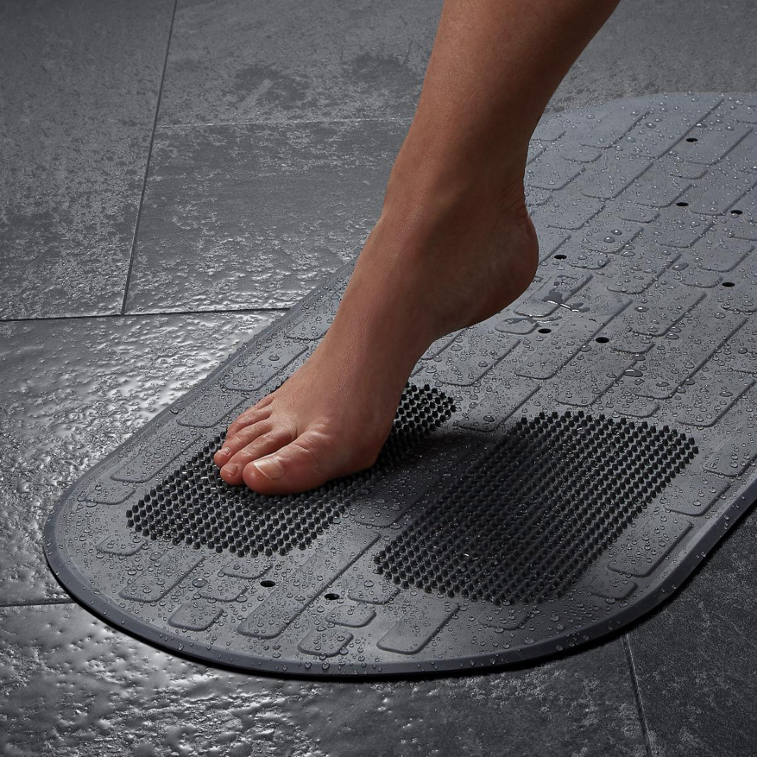 Medline Momentum Stand Steady Bath and Shower Mat with Exfoliating Foot Scrubber and Non Slip Bath Mat for Tub - Senior.com Bathroom Accessories