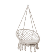 Bliss Hammocks 31.5" Wide Macramé Swing Chair w/ Fringe lining & Padded Cushion - Senior.com Hanging Chairs