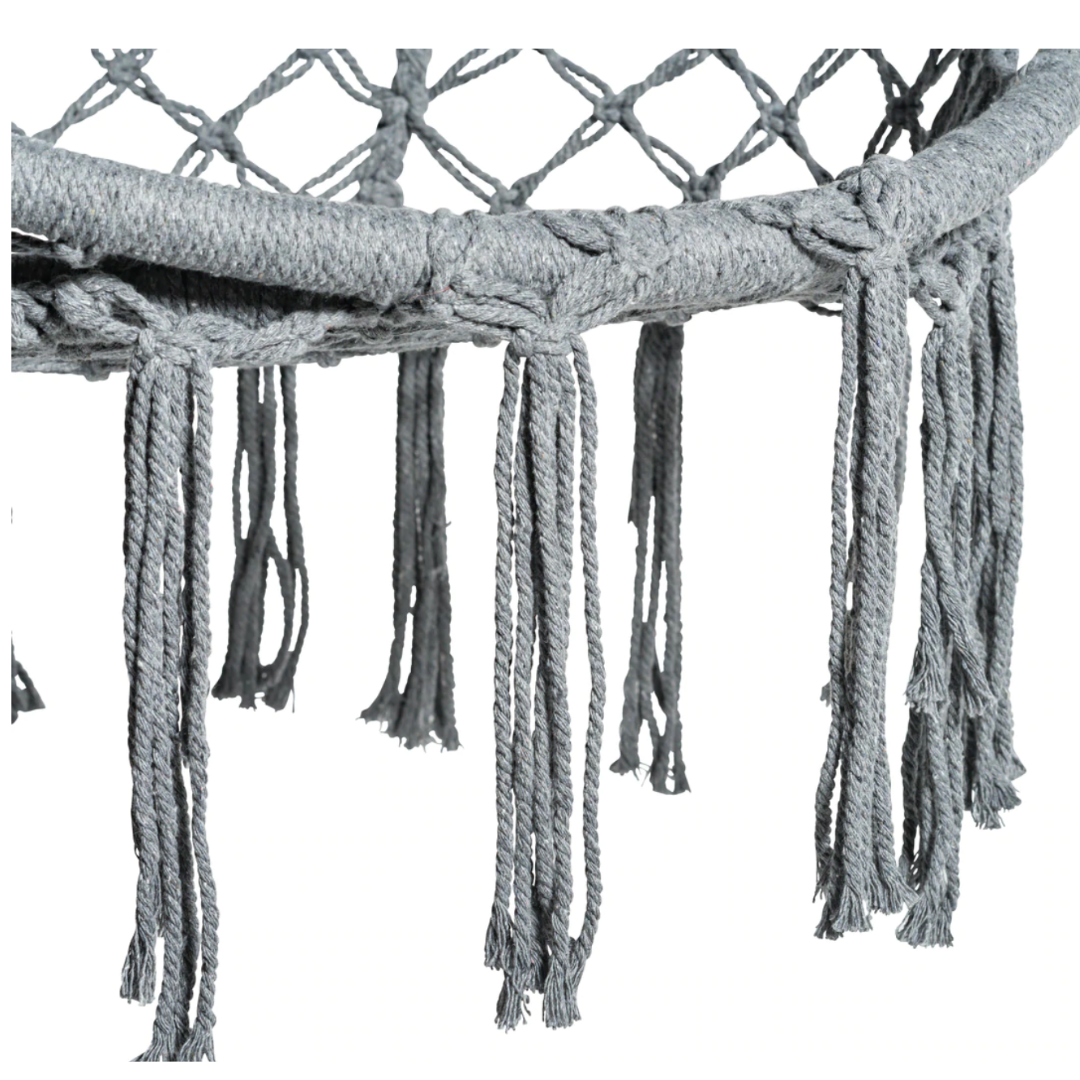 Bliss Hammocks 31.5 Wide Macrame Swing Chair w Fringe Cushion