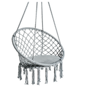 Bliss Hammocks 31.5" Wide Macramé Swing Chair w/ Fringe lining & Padded Cushion - Senior.com Hanging Chairs