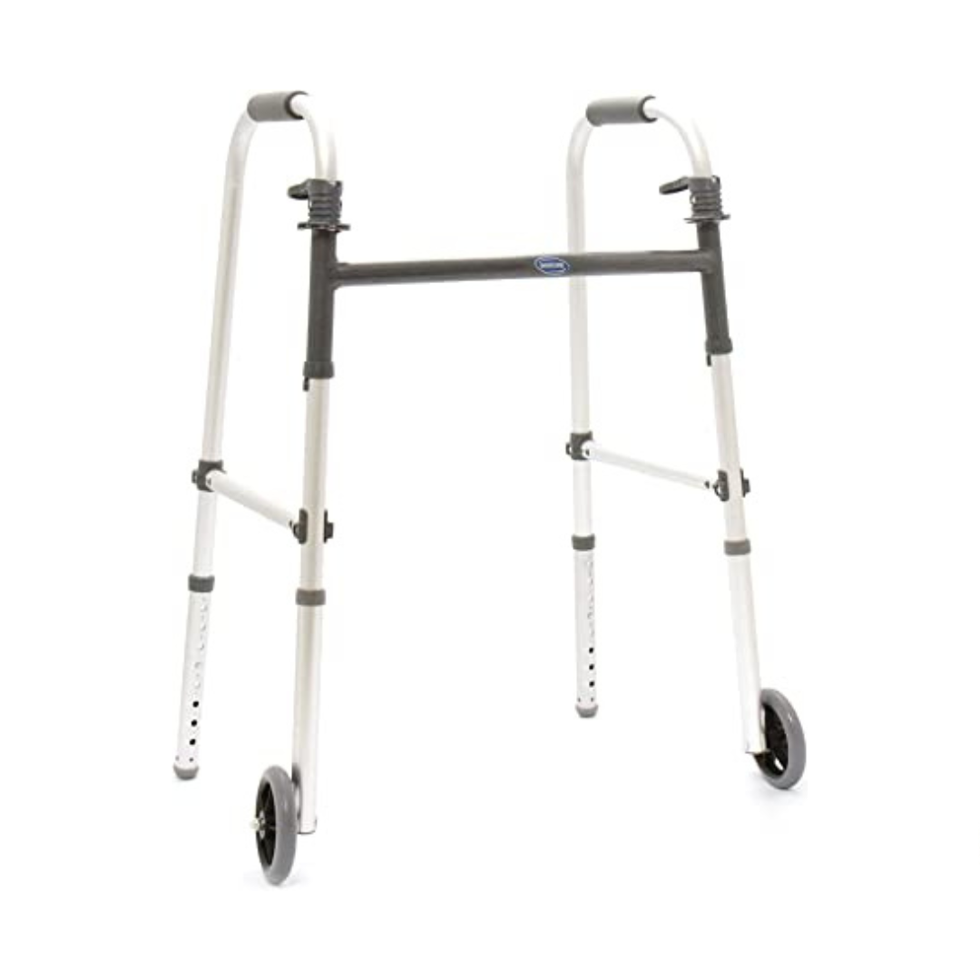 Invacare Junior Dual Release Walker  with 5" Fixed Wheels - Senior.com Walkers