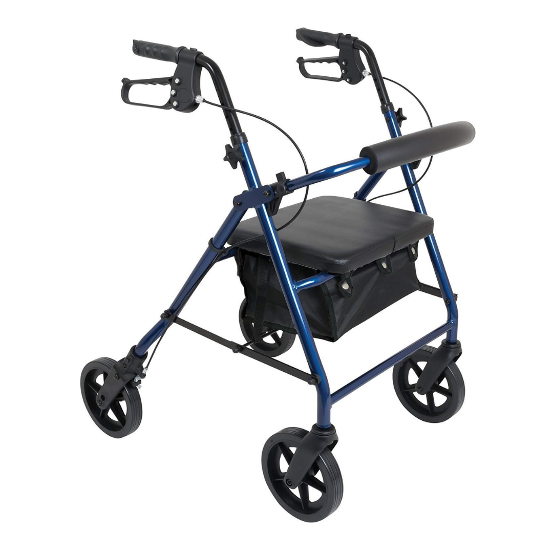 ProBasics Deluxe Rolling Walker with 8" Wheels, Seat, Backrest and Storage Pouch - Senior.com Rollators