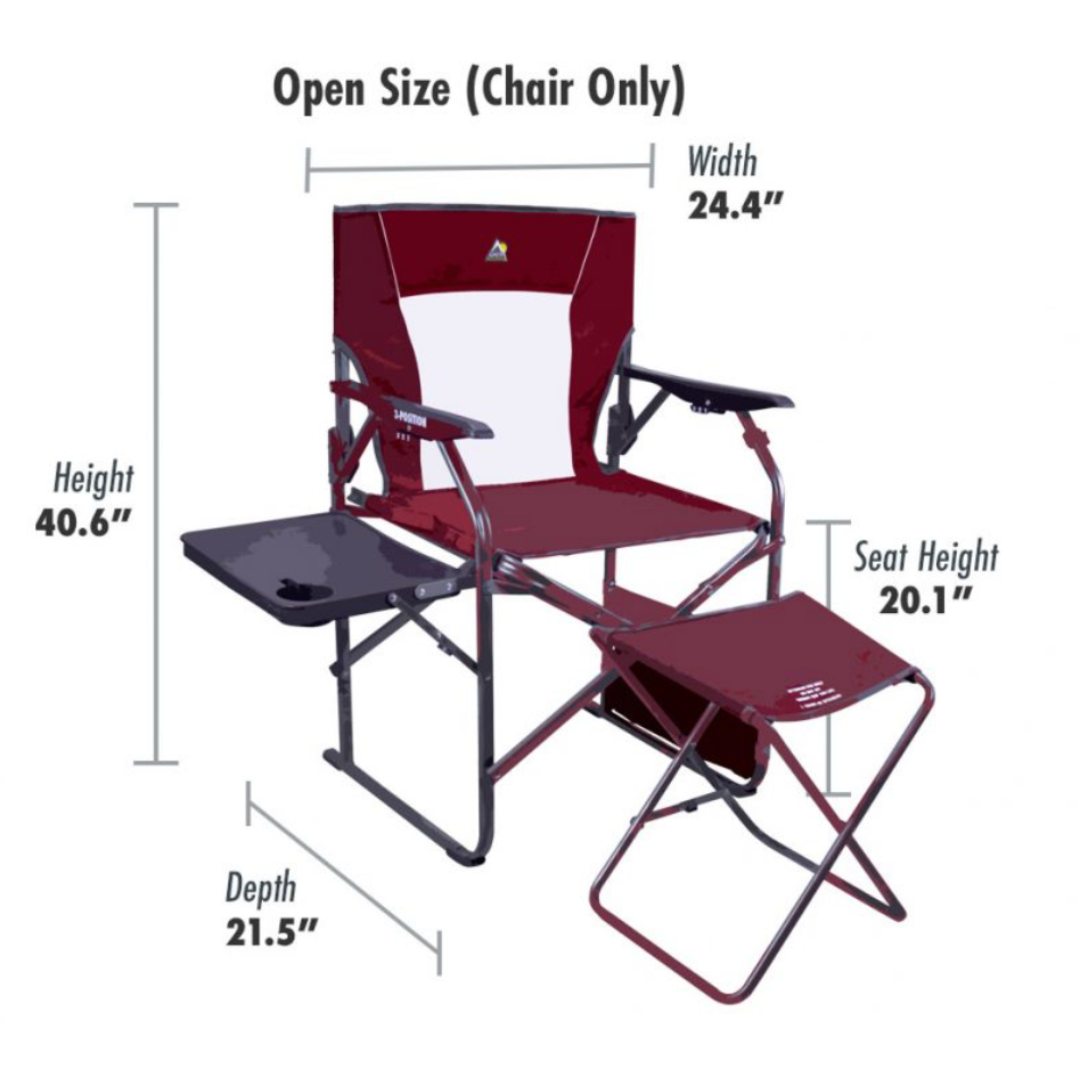 GCI Outdoor 3-Position Director’s Chair with Ottoman - Folds Flat - Senior.com Outdoor Chairs