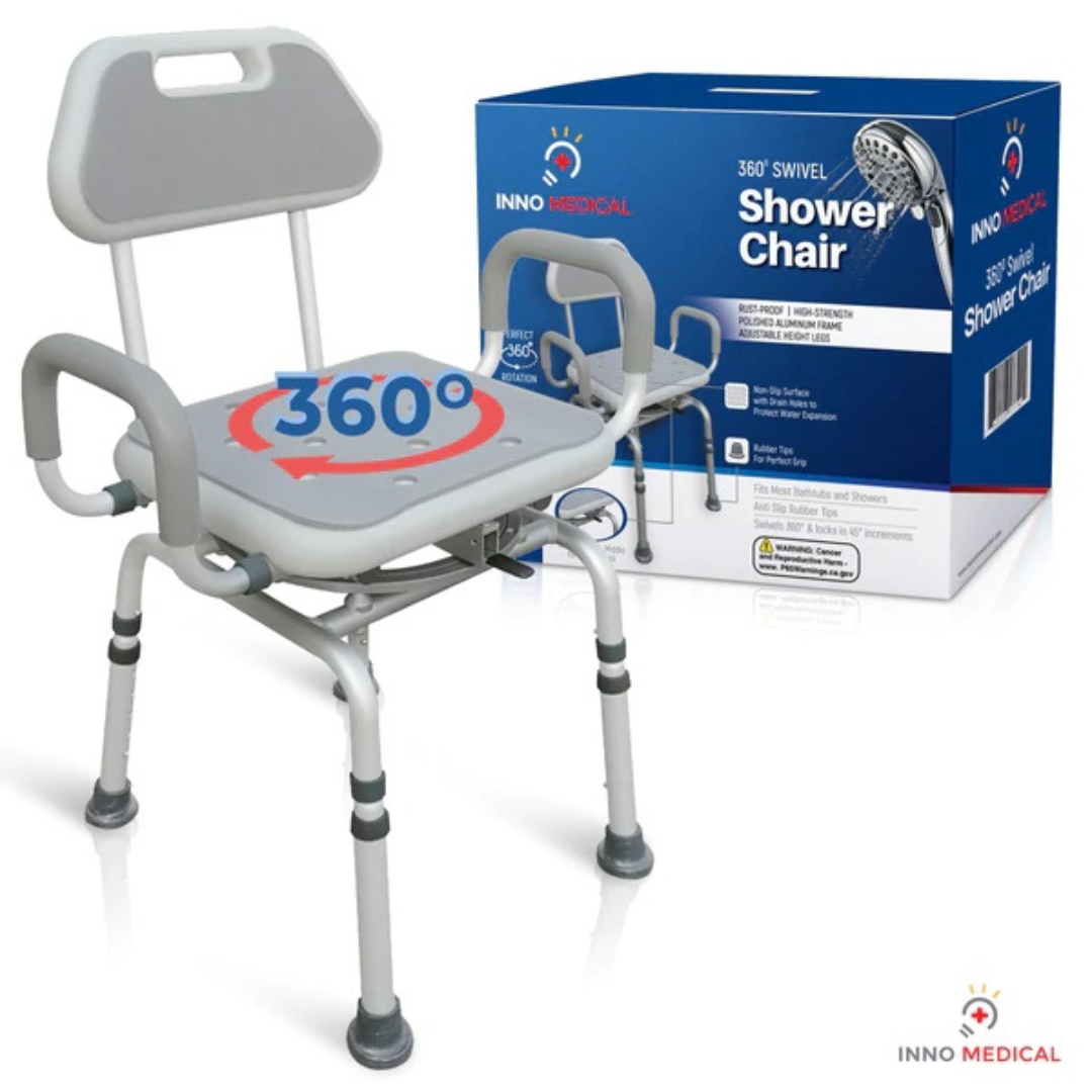 INNO Edge Medical Premium Bathroom 360 Degree Swivel Shower Chair - Senior.com Shower Chairs