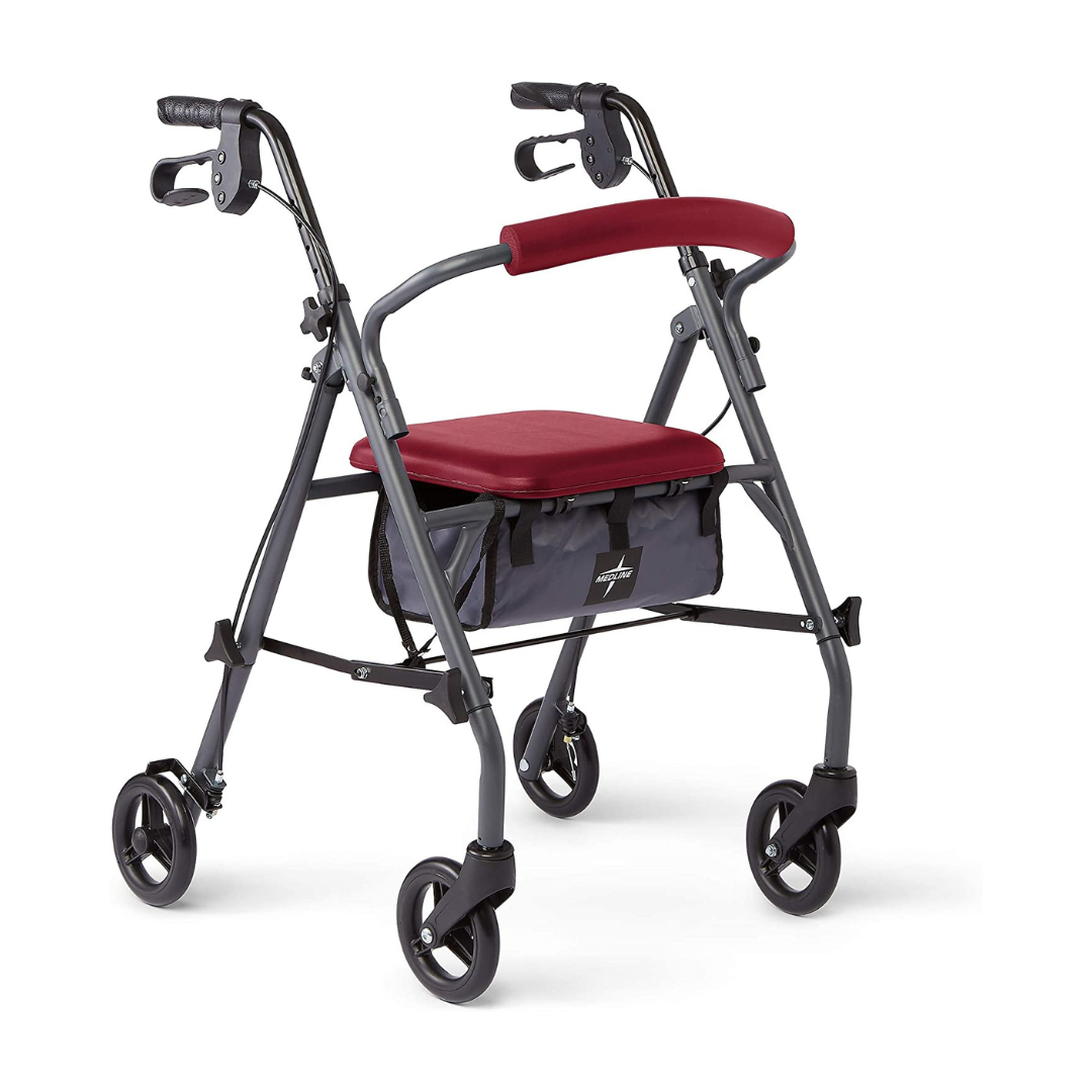 Medline Standard Steel Folding Rollator with Microban Treatment - Senior.com Rollators