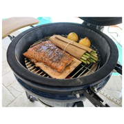 Lifesmart 15" Kamado Style Ceramic Grill - Bamboo Side Shelves & Grill Cover - Senior.com Grills & Barbecues