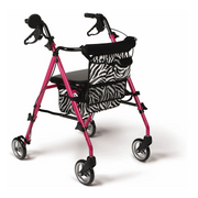Medline Posh Pink Premium Lightweight Foldable Aluminum Rollator Walker - Senior.com Rollators