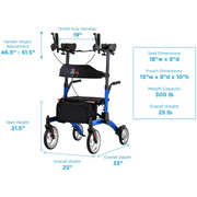 Nova Medical Dragon Fold n’ Go Rise UP Rollator Upright Standing Walker - Senior.com Upright Walkers