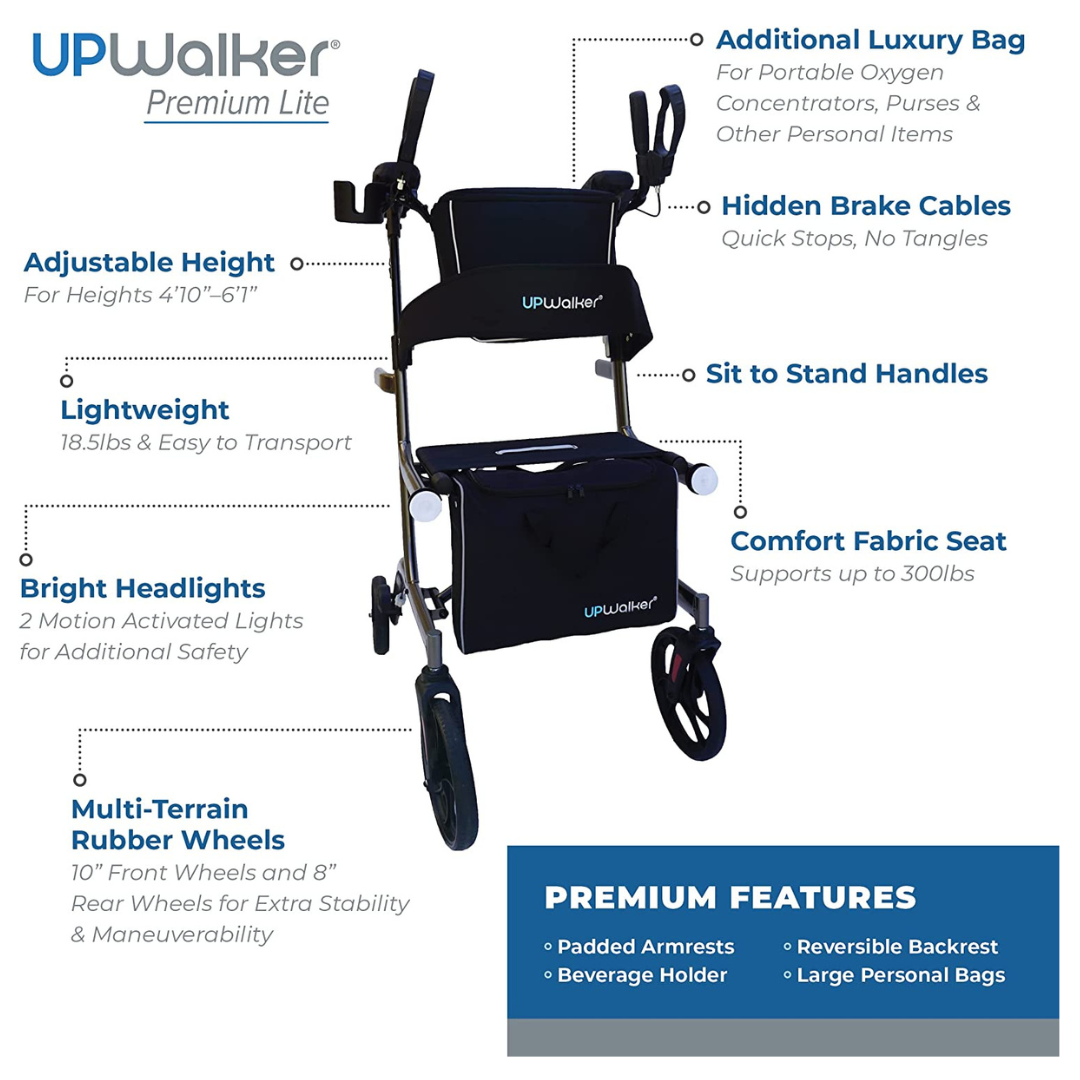 LifeWalker UPwalker Premium Lite Upright Rolling Walker - Senior.com Upright Walkers