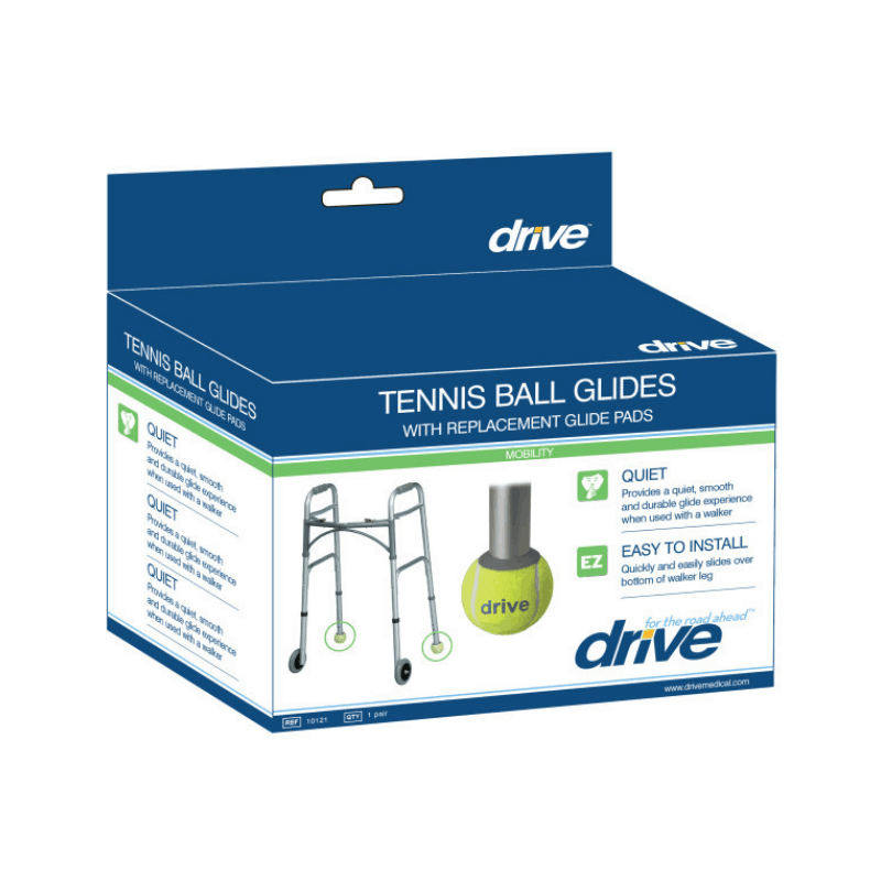 Drive Medical Walker Rear Tennis Ball Glides with Additional Glide Pads - 1 Pair - Senior.com Walker Parts & Accessories