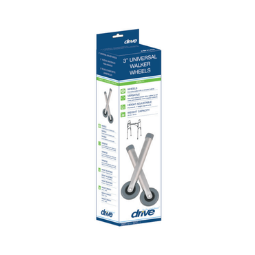 Drive Medical Universal Walker Wheels with 3 Inch Casters - 1 Pair - Senior.com Walker Parts & Accessories