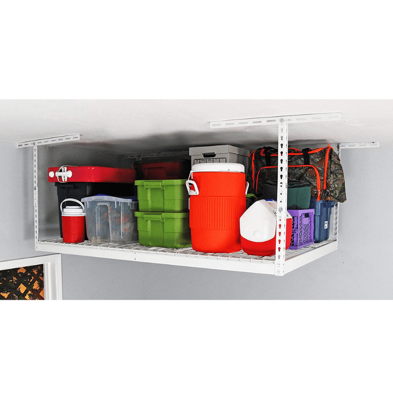 Saferacks 3×6 Overhead Garage Storage Rack White For Home Improvement