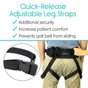 Vive Health Padded Patient Transfer Gait Belt with Leg Straps - Senior.com Gair Belts