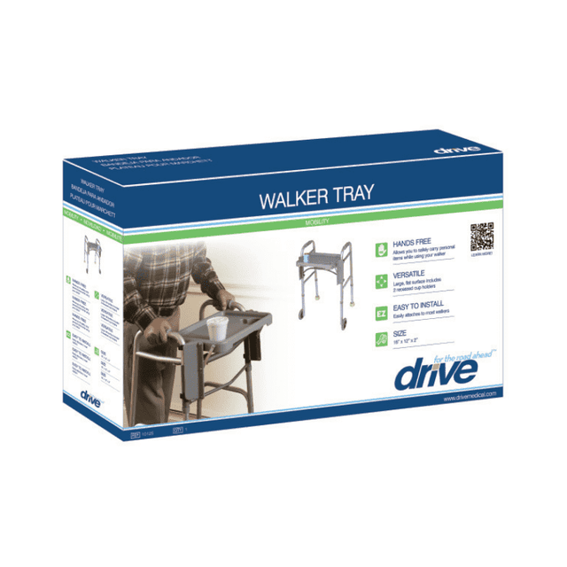 Drive Medical Folding Walker Tray with 2 Cup Holders 10125