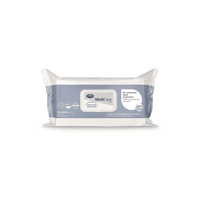 MoliCare Hypoallergenic Skin Washcloths Soft Pack Aloe Vera/Lanolin - Senior.com Incontinence