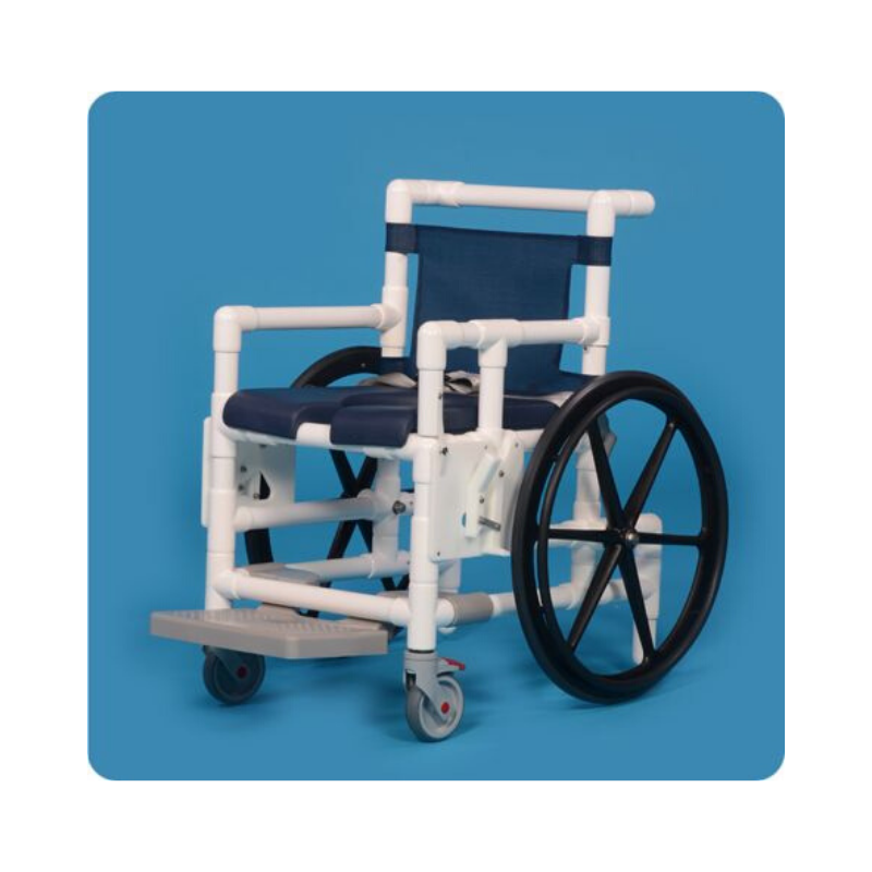 IPU Shower Access Transport Wheelchair with Anti-Tip Design & Footrest - Senior.com PVC Shower Chairs