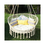 Bliss Macramé Hanging 2 Person Hammock Chair with Pillows - Senior.com Hanging Chairs