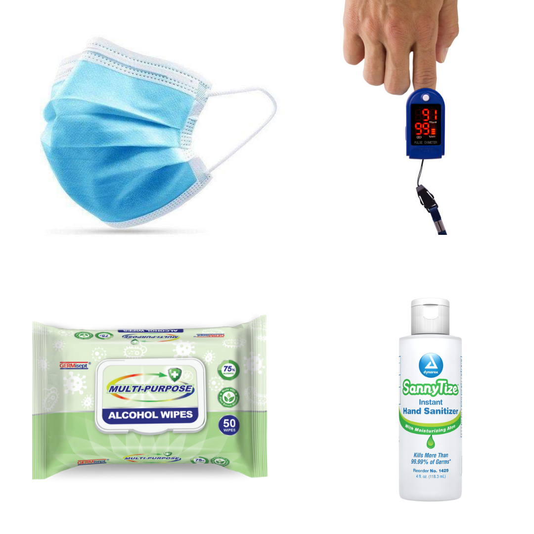 PPE Senior Safety Kit - Dusk Masks, Hand Sanitizer, Alcohol Wipes & Pulse Oximeter - Senior.com PPE Kits