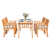 Vifah Kapalua Honey Nautical 5-Piece Eucalyptus Wooden Outdoor Dining Set - Senior.com Outdoor Dining Sets