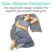 Vive Health Xtra Comfort 3 Piece U-Shaped Pillow - Hypoallergenic Cover - Senior.com Body Pillows