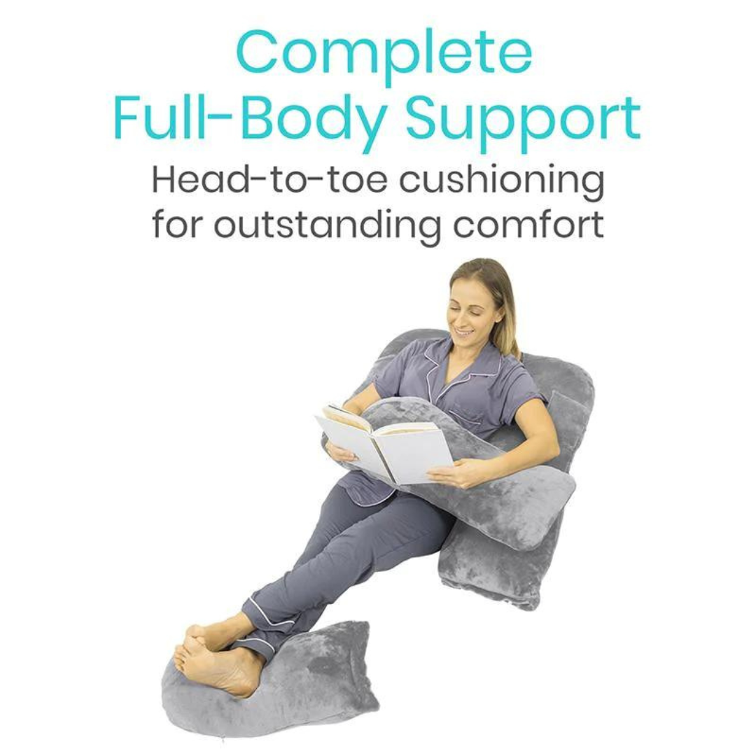 Vive Health Xtra Comfort 3 Piece U-Shaped Pillow - Hypoallergenic Cover - Senior.com Body Pillows
