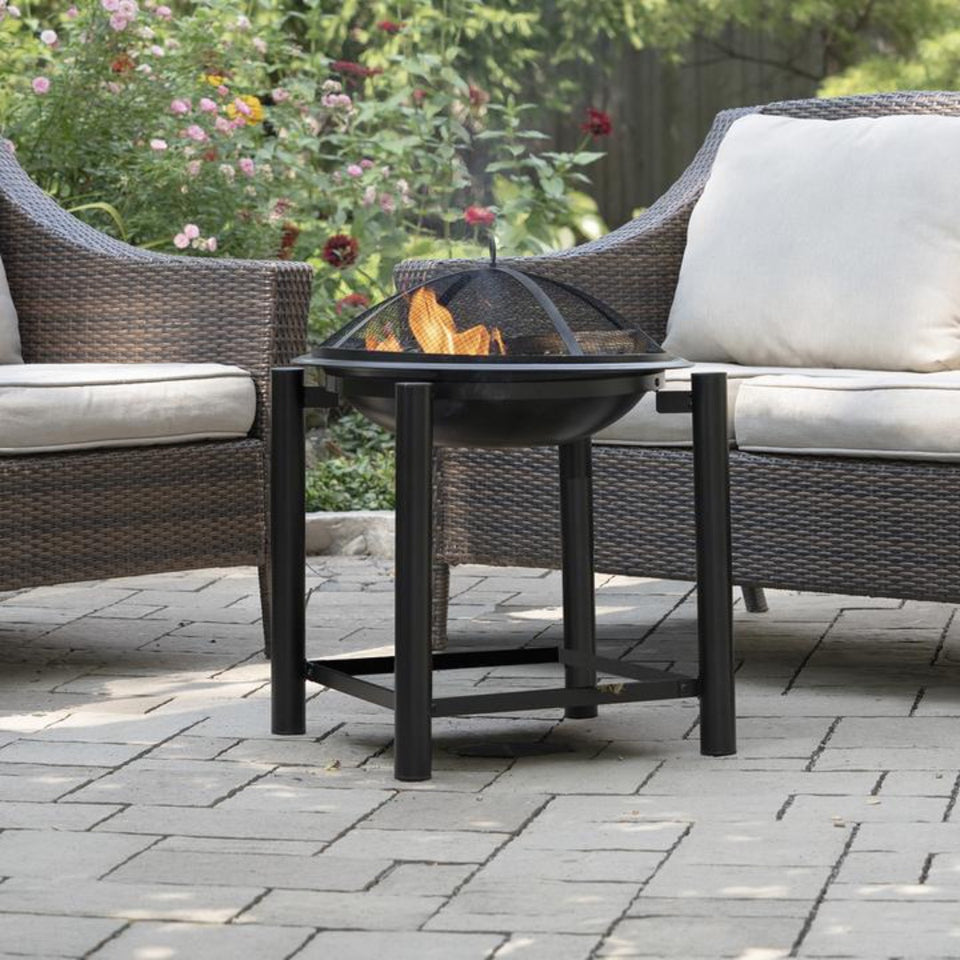 Blue Sky Square Raised Wood Burning Fire Pit w/ Spark Screen 21 Inch