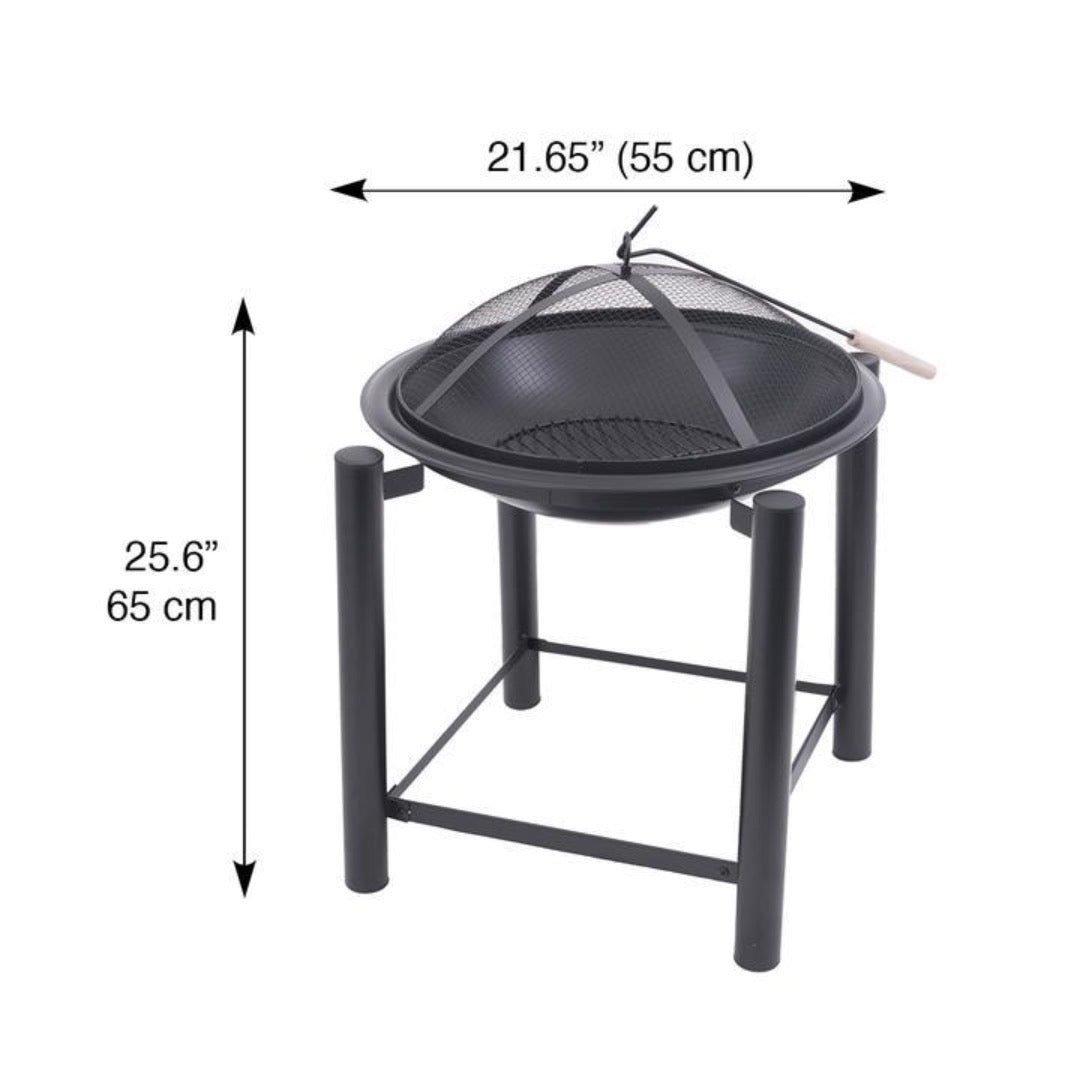 Blue Sky Square Raised Wood Burning Fire Pit w/ Spark Screen 21 Inch