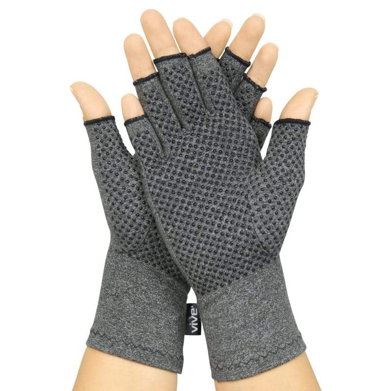 Vive Health Arthritis and Carpal Tunnel Gloves with Grips - Open Finger - Pair - Senior.com Arthritis Gloves