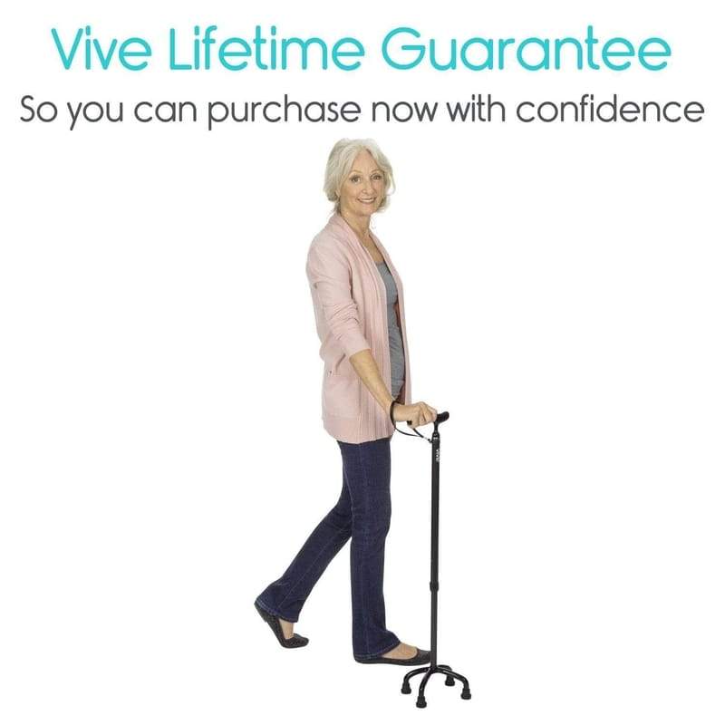 Vive Health Extreme Lightweight Carbon Fiber Quad Cane - Height Adjustable - Senior.com Quad Canes
