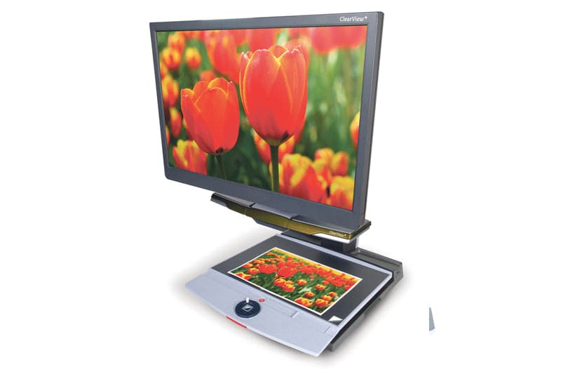 Optelec ClearView+ Full HD UFA Desktop Video Magnifier - Up to 70x Magnification - Senior.com Desktop Vision Magnifiers