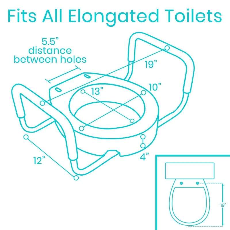 Vive Health Toilet Seat Riser with Arms - 3.5 Inch Riser - Senior.com Toilet Seat Risers