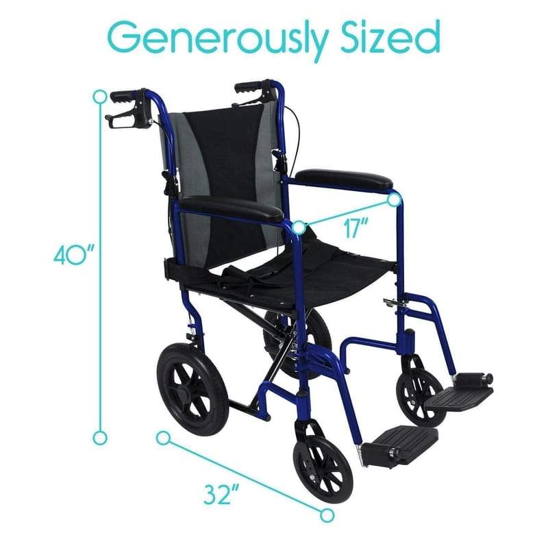 Vive Health Lightweight Compact Folding Transport Wheelchair - Senior.com Transport Chairs