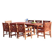 Vifah Malibu Outdoor 9-piece Wood Patio Dining Set with Extension Table - Senior.com Patio Furniture