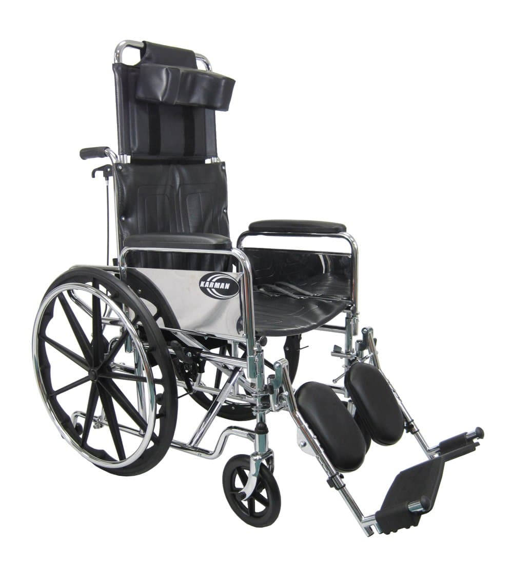 Karman Healthcare Folding Reclining Wheelchair with Removable Armrest and Elevating Legrest - Senior.com Wheelchairs