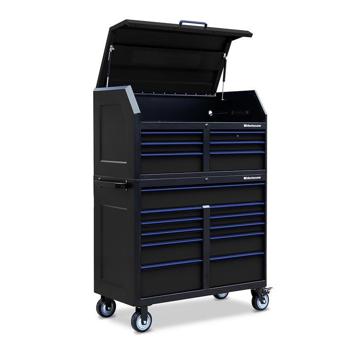 Montezuma 46 X 24 Inch Tool Box Rolling Tool Cabinet With Multiple Power Outlets & Drawers - Senior.com Tool Cabinets