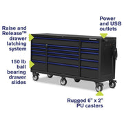 Montezuma Large 72 X 24 Inch Tool Box Rolling Tool Cabinet With Multiple Power Outlets & Drawers - Senior.com Tool Cabinets